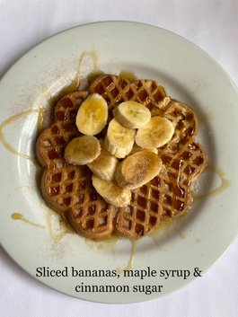 Sliced bananas, maple syrup &  cinnamon sugar